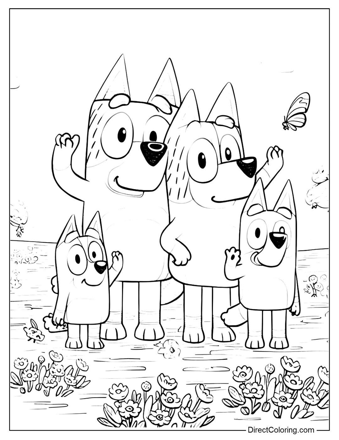 Bluey Family Picnic Coloring Page